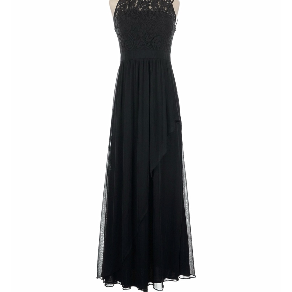 Adrianna Papell  Elegant Navy Blue Lace Evening Gown